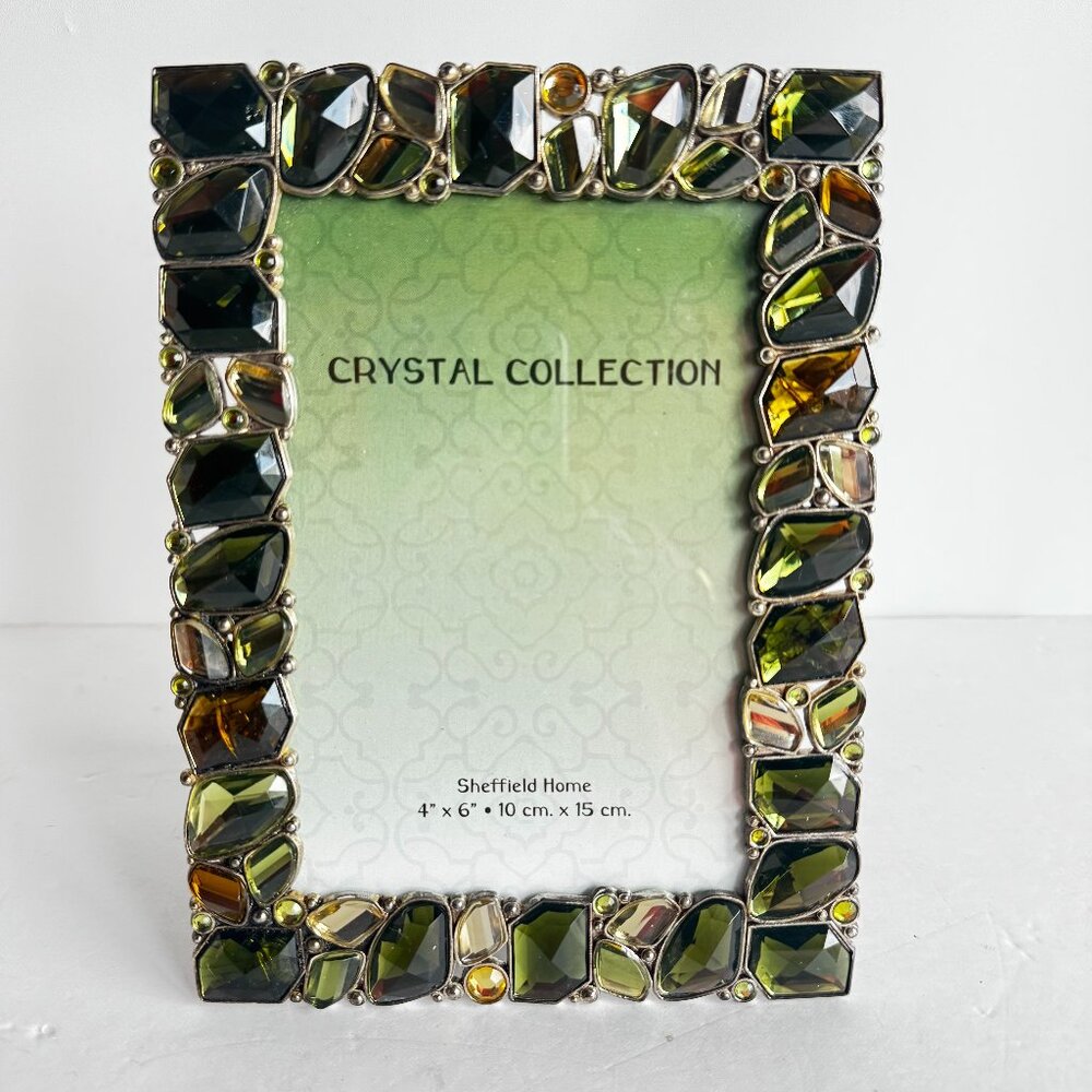 Sheffield Home Crystals Collection Jeweled Green Yellow Rhinestones 4x6" READ